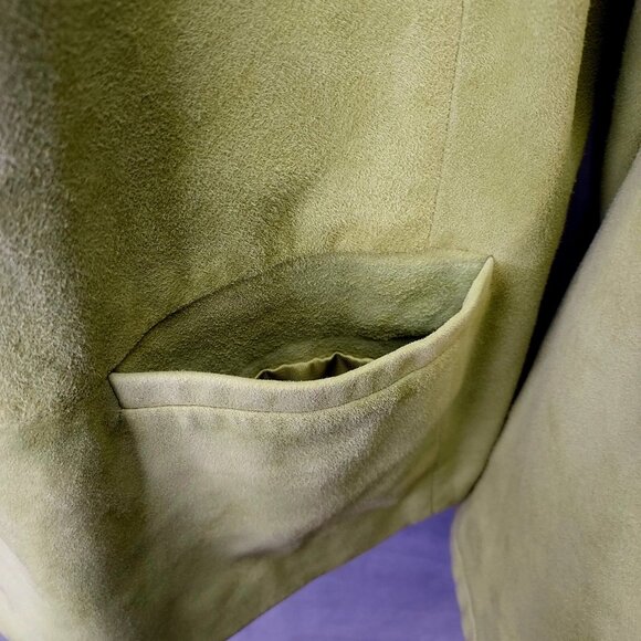Jones New York Signature Suede Jacket Women's Sz 10 Olive Green Button Up Coat - Picture 10 of 13